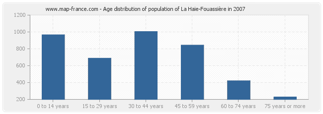 Age distribution of population of La Haie-Fouassière in 2007